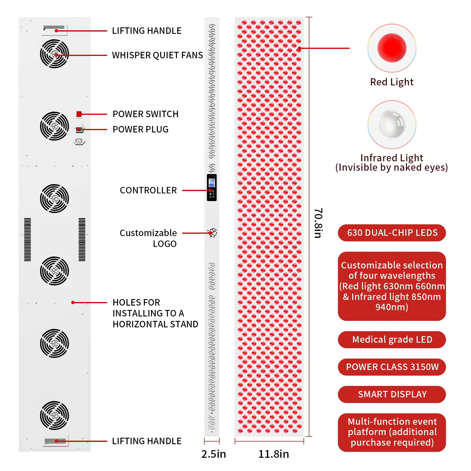 M630 APP-Controlled Red Light Therapy Panel
